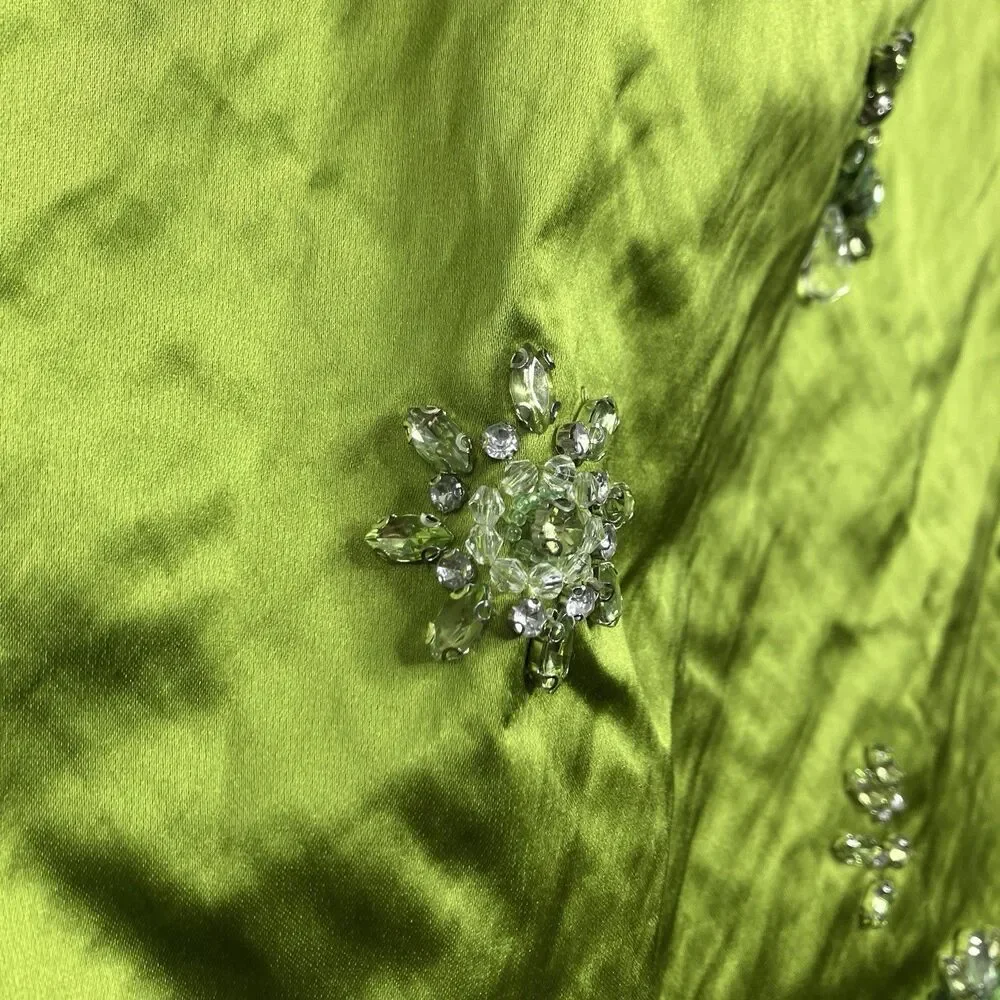 J Crew Collection Skirt Green Crystal Embellished Mini Satin Fairfax Womens 6